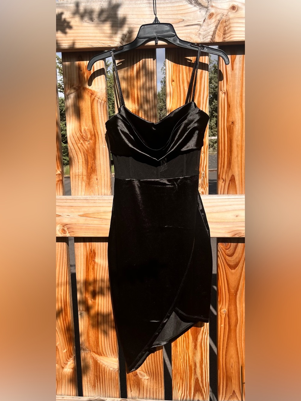 Windsor Black Velvet Cowl Neck Mini Dress Homecoming/Prom